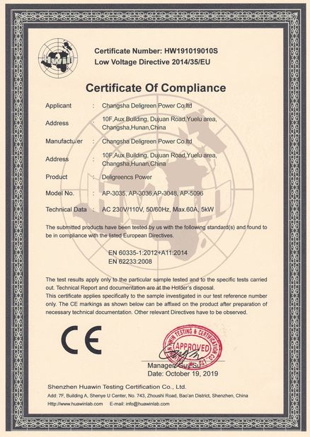 CHINA Deligreen Power Co.,ltd Certificaciones